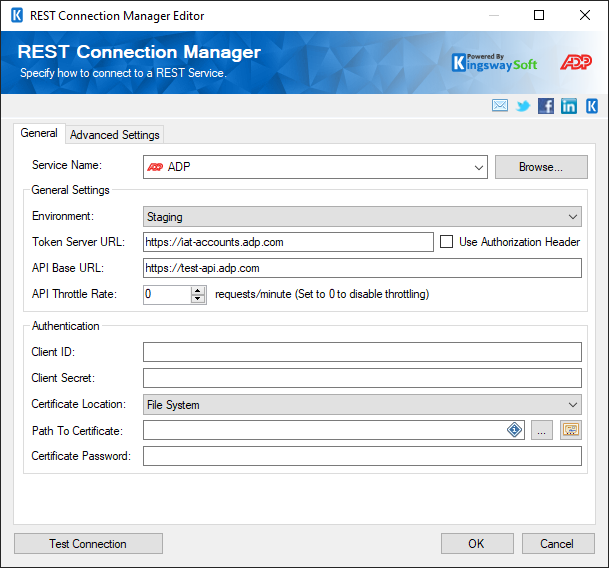 SSIS REST ADP Connection Manager